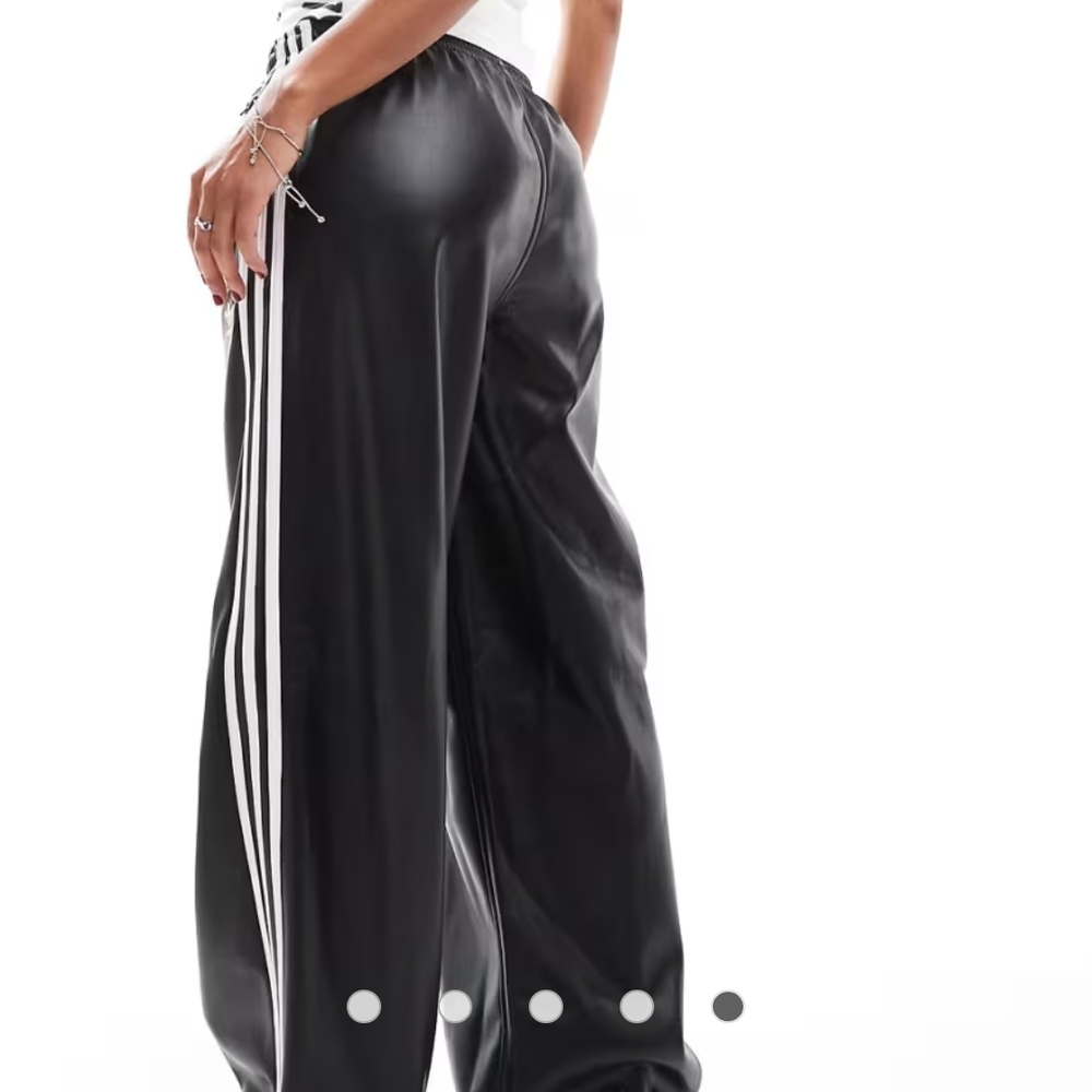 Women's Adidas Adicolor Faux Leather Black Track Pants